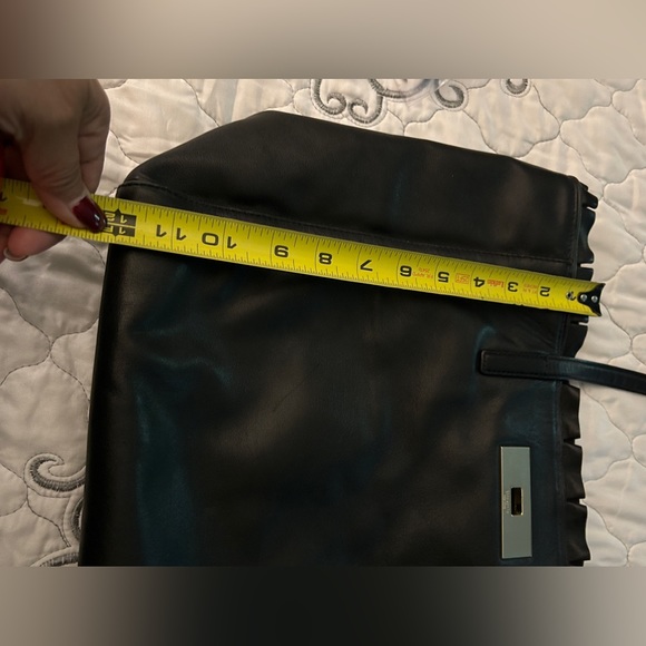 Black Kate Spade Leather Tote with ruffle trim. Used (like new) - Picture 2 of 3